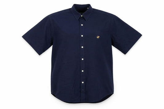 Front view of Metropol men’s blue button-up, size M