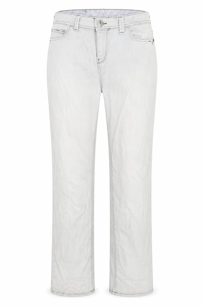 Front view of Next women’s grey denim straight jeans, size UK 10, 30-inch leg
