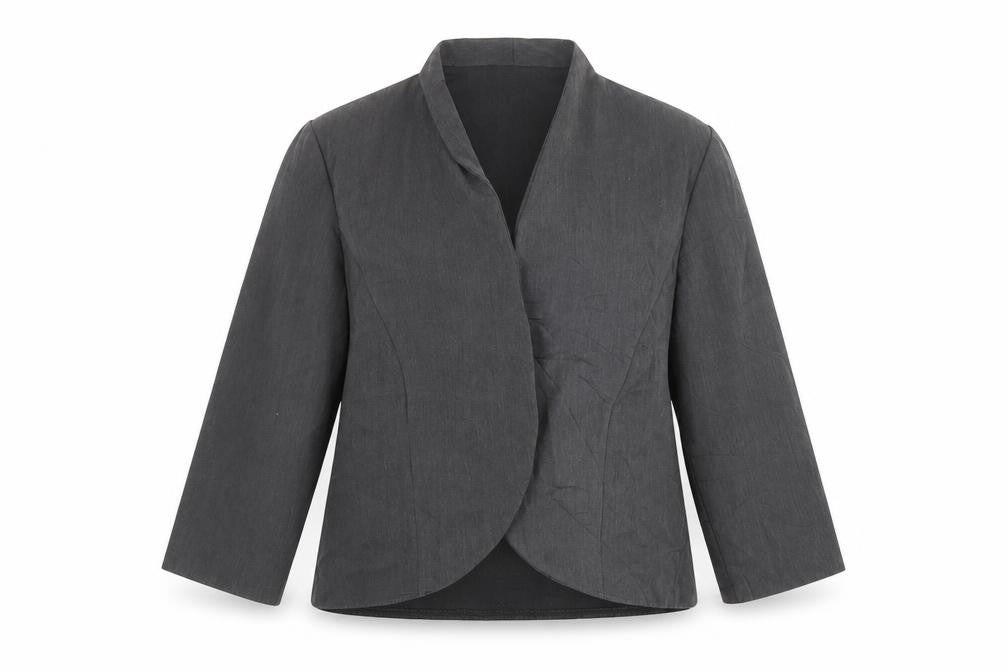 Front view of Charlotte Gold women’s grey jacket, size UK 14