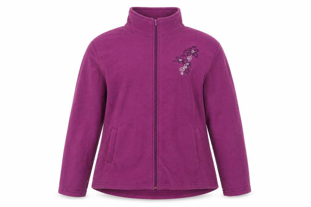 Front view of Anne De Lancay women’s purple jacket, size L