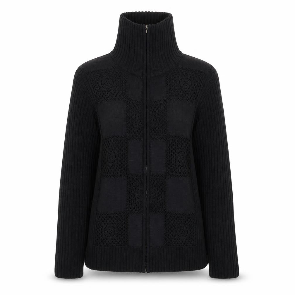 Fay Louise Womens Black  Knit Jacket Coatigan Size XL