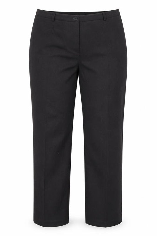 Front view of Annabelle women’s black trousers, size UK 16, 27-inch leg