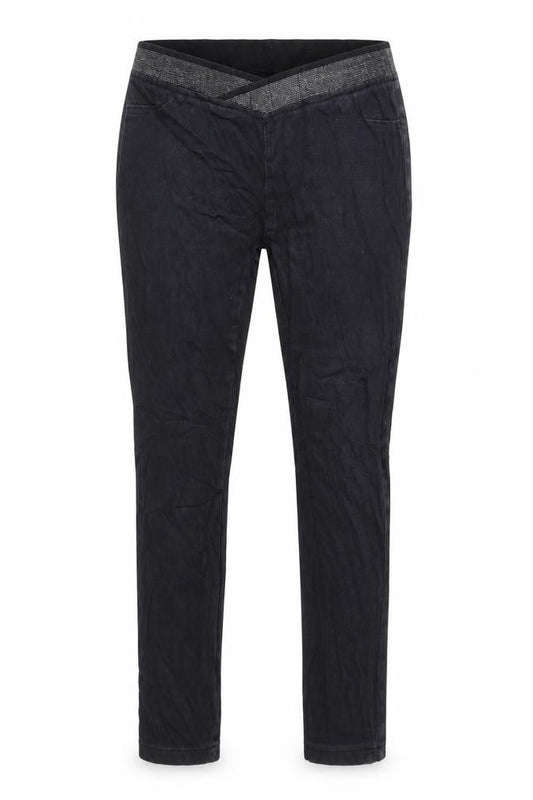 Front view of women’s grey denim skinny jeans, size UK 24, in, 26-inch leg
