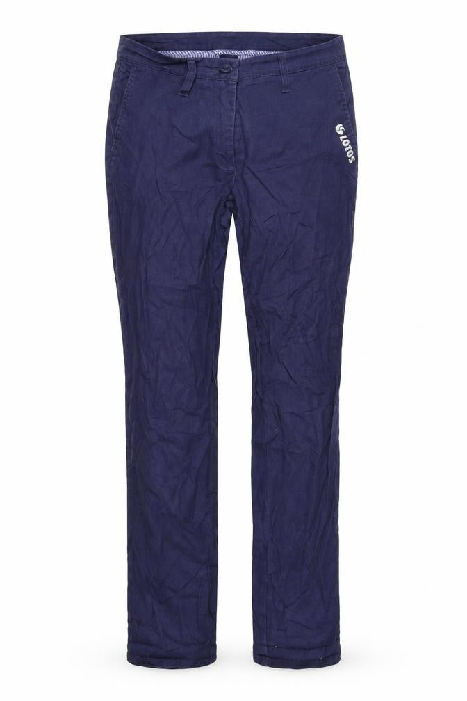 Front view of Lotto women’s blue trousers, size UK 28, in, 29-inch leg