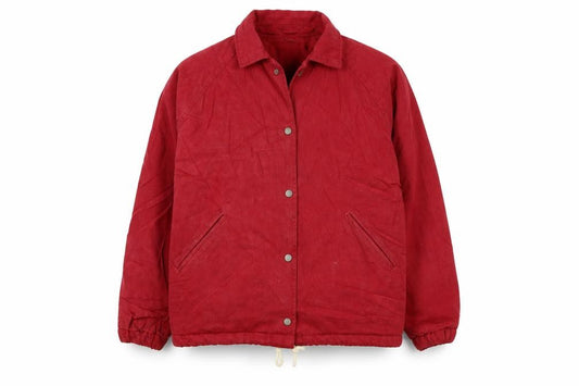 Front view of Pull&Bear men’s red overcoat jacket, size S