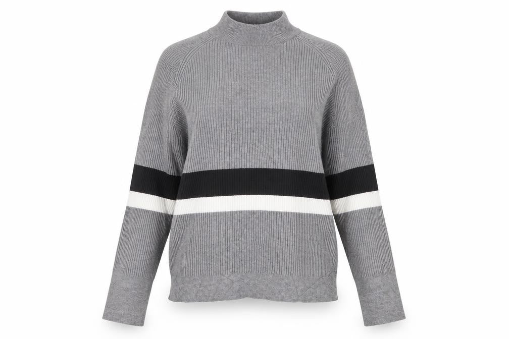 Sweewë Womens Grey Striped Pullover Jumper Size M