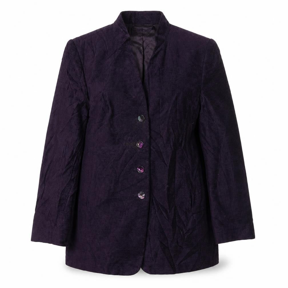 Front view of CALSUALS women’s purple jacket blazer, size UK 12