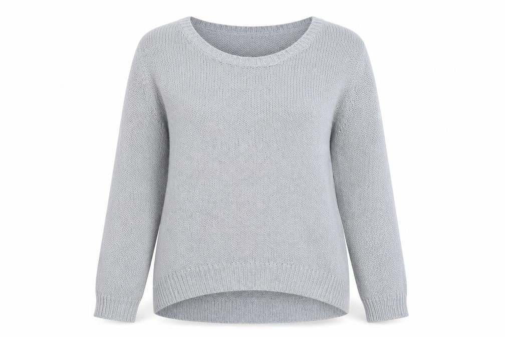 Front view of BHS women’s silver knit jumper, size UK 16