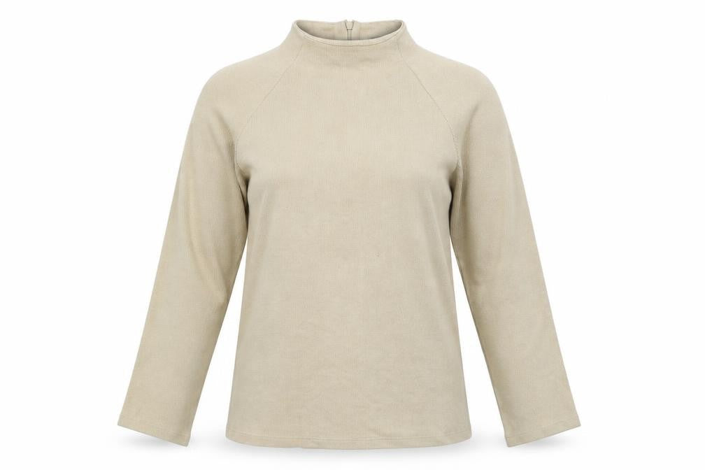 Front view of Marks & Spencer women’s beige jumper, size UK 12