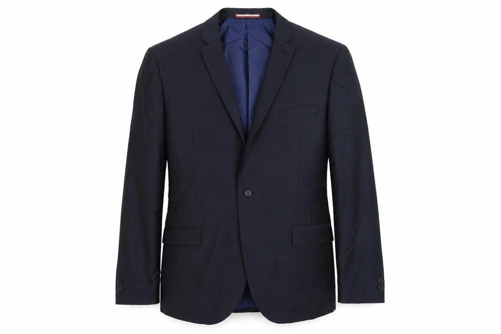 Front view of Ventuno 21 men’s blue jacket suit jacket, size 44