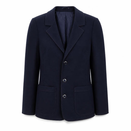 Front view of Preworn women’s blue jacket blazer, size UK 12
