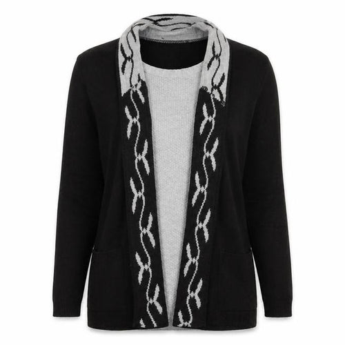 Envy Us Womens Black   Cardigan Jumper Size L  - jumper with over cardigan detail