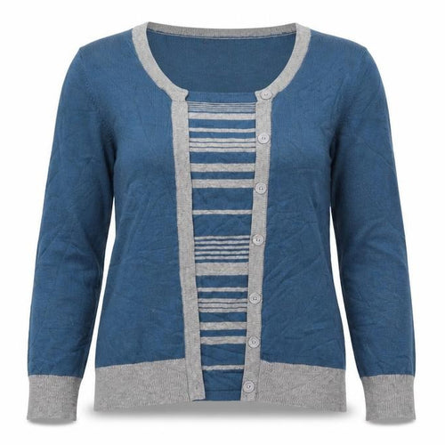 alexara Womens Blue   Pullover Jumper Size M  - jumper with over cardigan detail