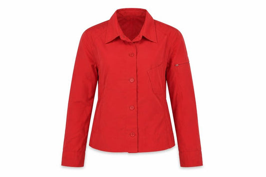 Front view of Hirsch women’s red jacket, size UK 12