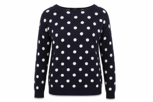 Front view of Vero Moda women’s blue polka dot jumper, size S