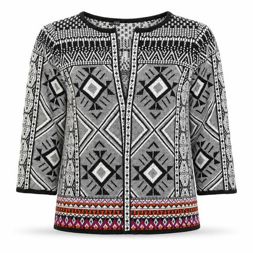 F&F Womens Black Geometric  Cardigan Jumper Size 8