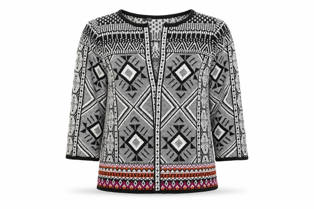 F&F Womens Black Geometric  Cardigan Jumper Size 8