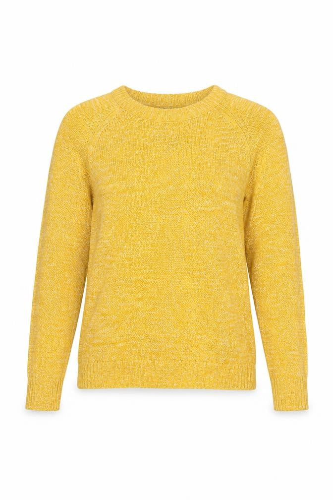 Front view of Peacocks women’s yellow jumper, size M