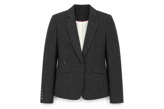 Front view of Next women’s grey jacket suit jacket, size UK 10