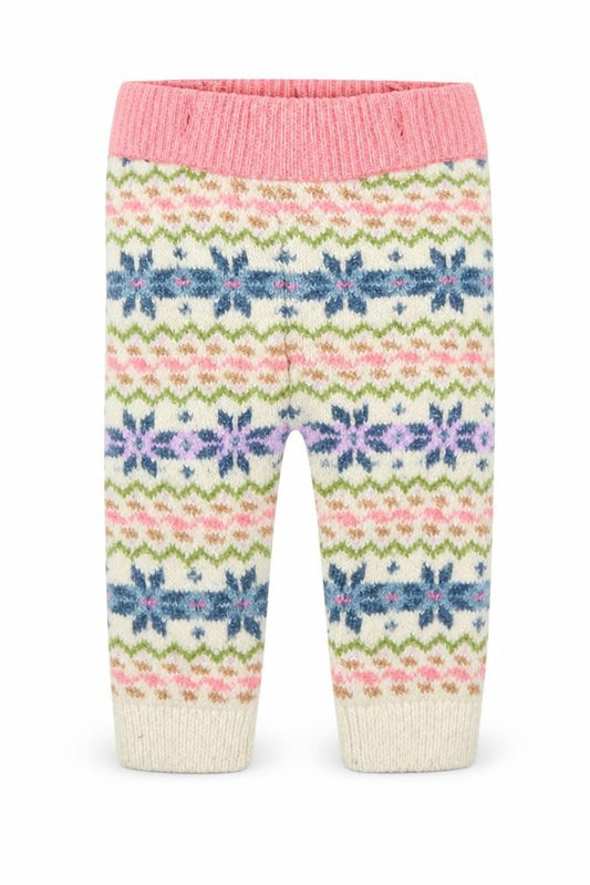 Front view of Marks & Spencer Baby Beige Geometric Capri Trousers, size 3-6, Months
