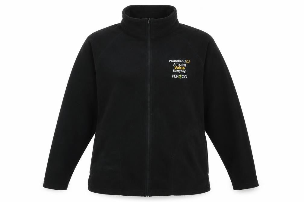 Front view of result core women’s black full zip jumper, size L