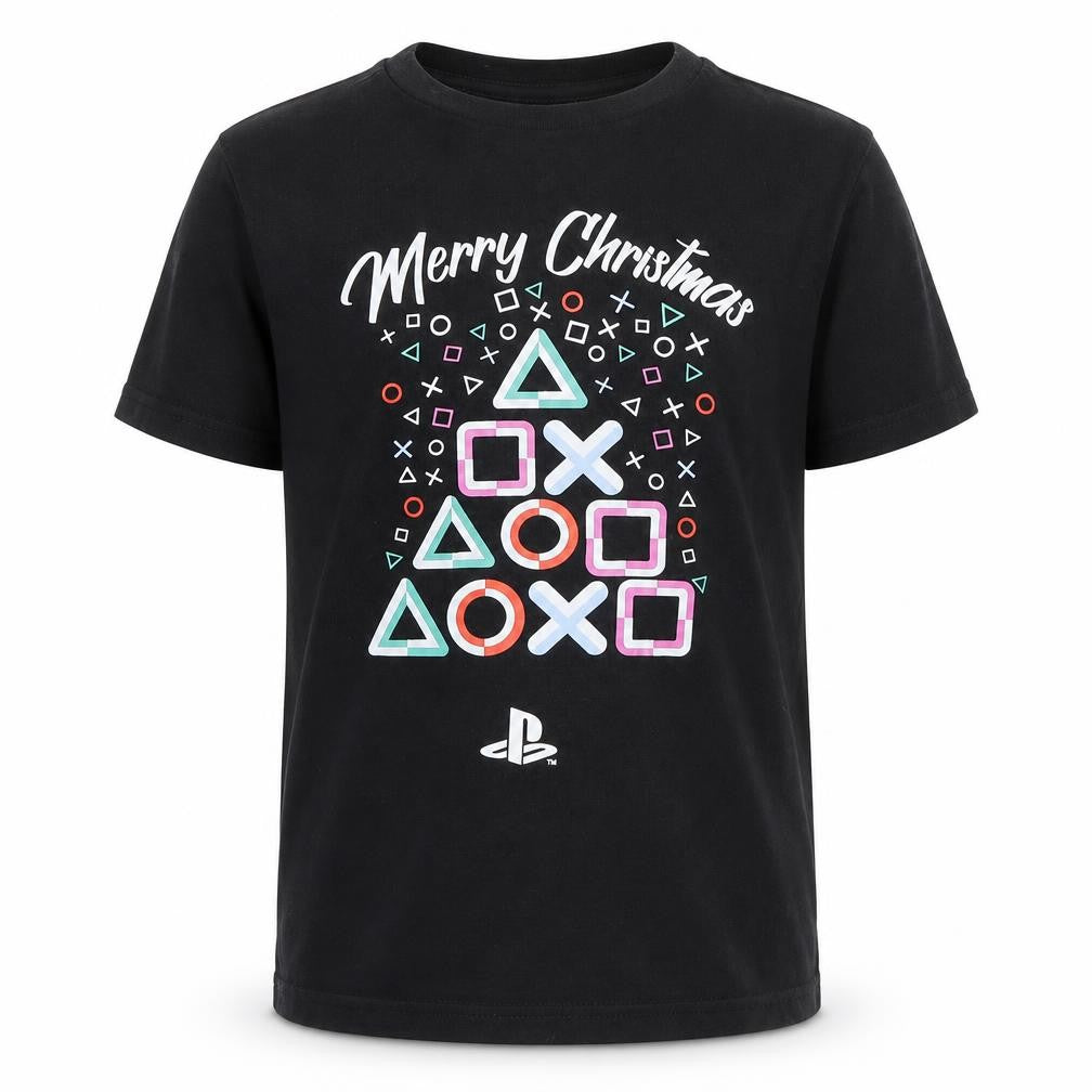 Front view of George boys’ black basic t-shirt, size 5-6, years - playstation