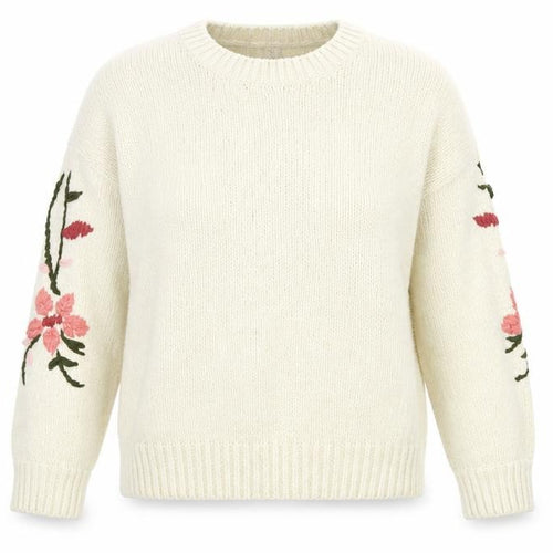 Alya Womens White Floral  Pullover Jumper Size M