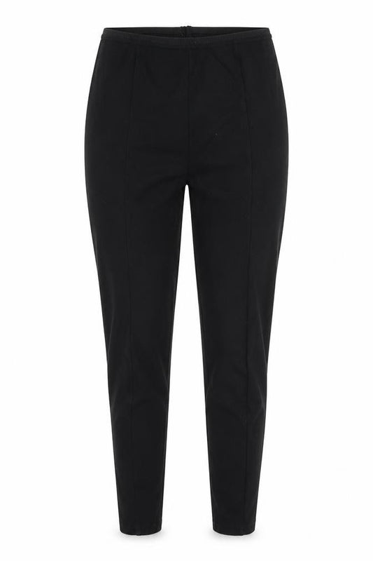 Front view of Preworn women’s black dress pants trousers, size UK 26, in, 22-inch leg