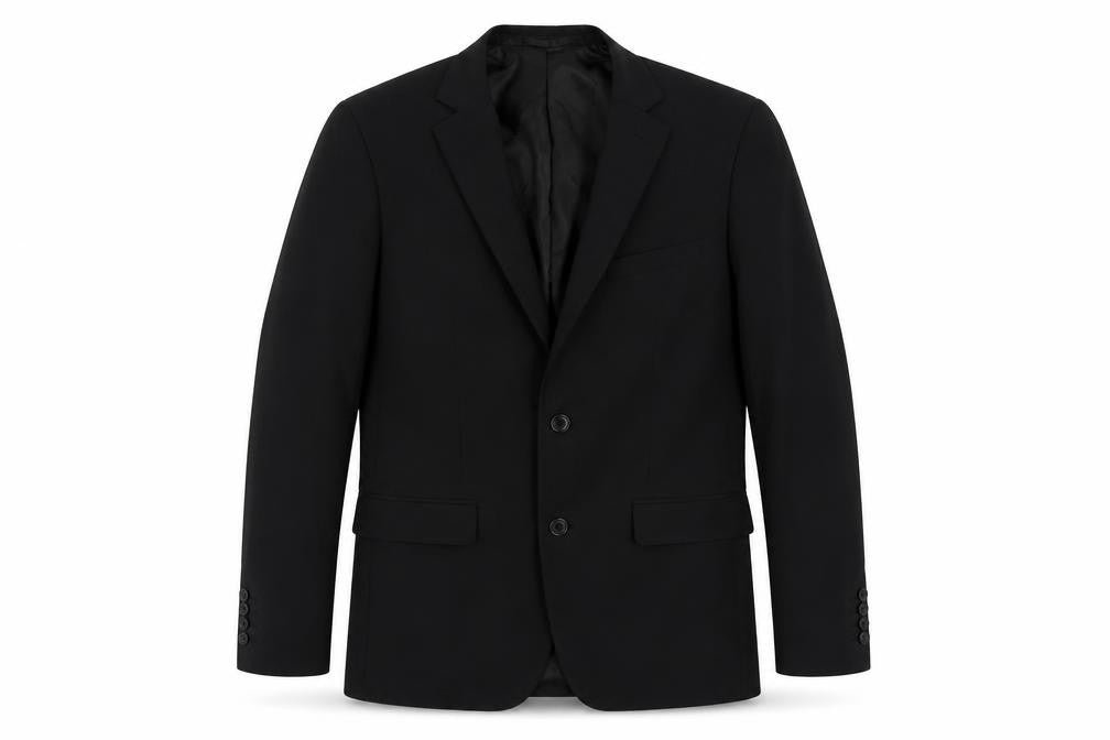 Front view of Cedarwood State men’s black jacket suit jacket, size 36