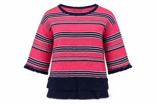 Front view of Next women’s pink striped jumper, size UK 8