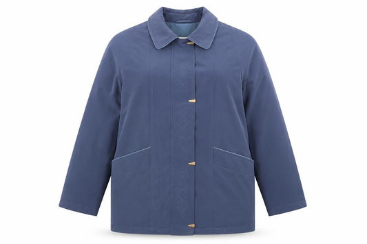Front view of EWM women’s blue jacket, size UK 14