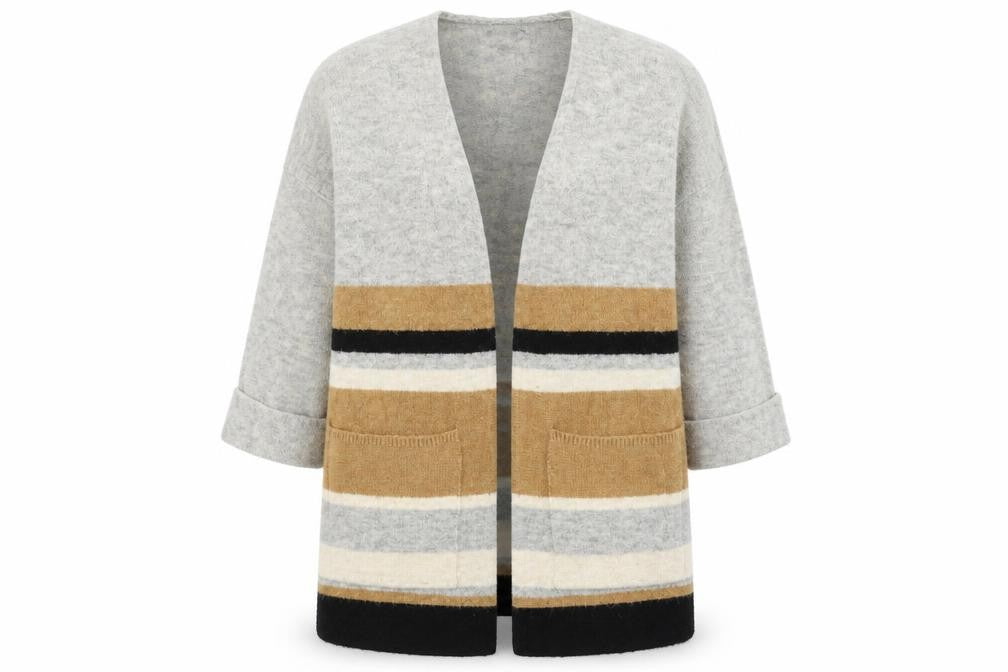 Topman Womens Grey Striped  Jacket Coatigan Size 10