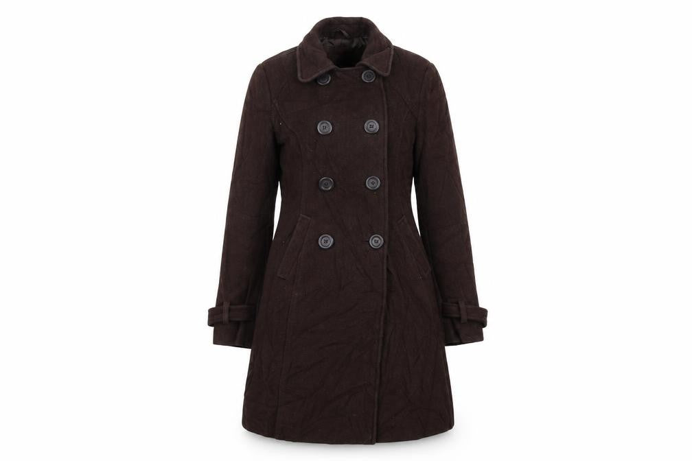 Front view of Version Sud women’s brown overcoat coat, size S