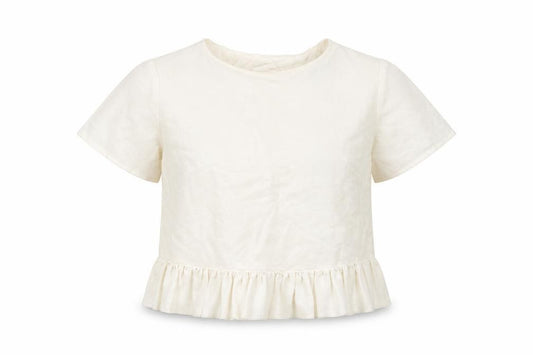 Front view of ASOS women’s white basic t-shirt, size UK 10