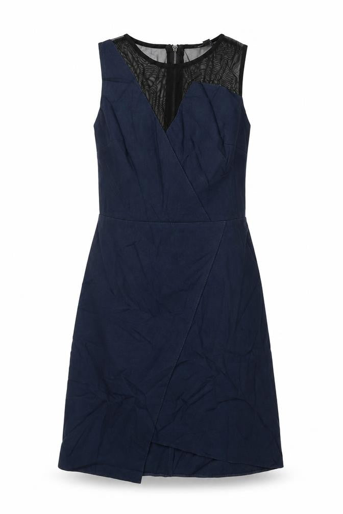 Front view of Topshop women’s blue a-line, size UK 8