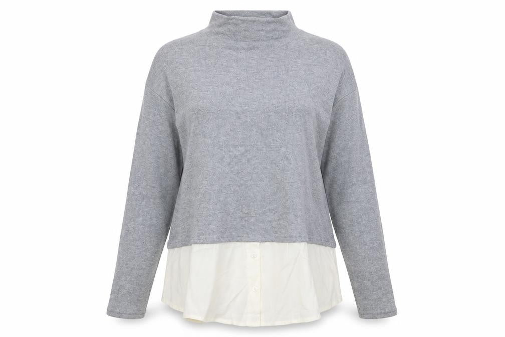Front view of New Look women’s grey jumper, size UK 12