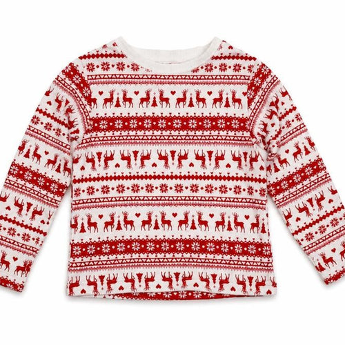 Preworn Boys Red Fair Isle  Pullover Jumper Size 6 Years