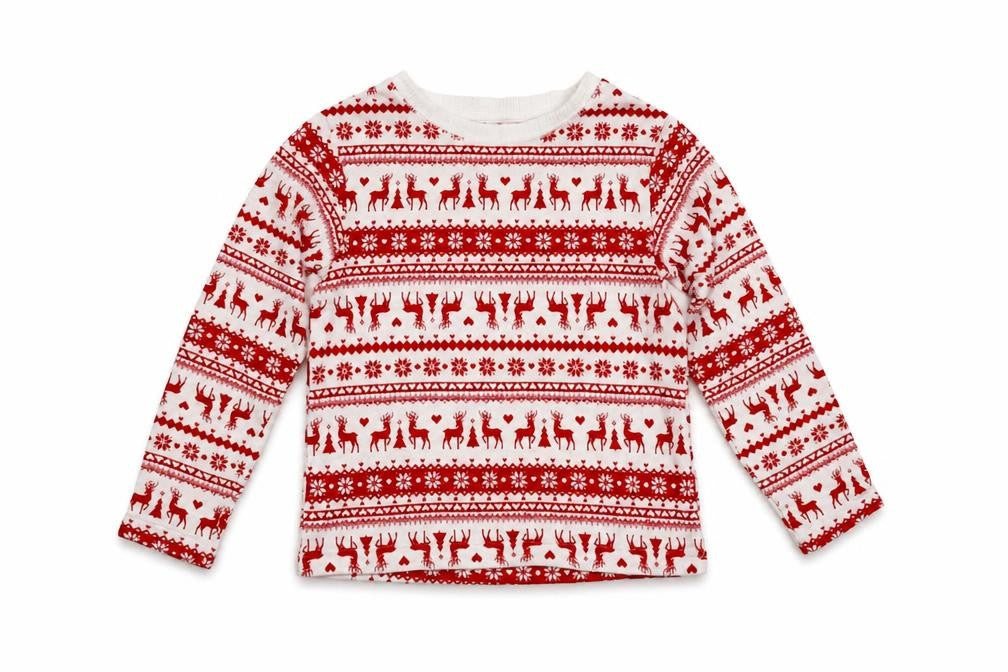 Preworn Boys Red Fair Isle  Pullover Jumper Size 6 Years