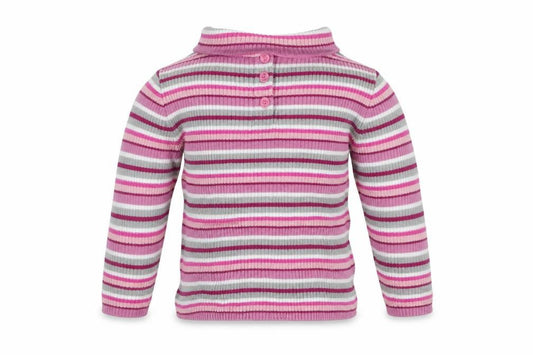Front view of George Baby Multicoloured Striped Henley Jumper, size 12-18, Months