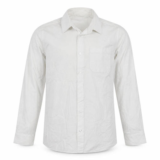 Front view of F&F boys’ white basic button-up, size 13-14, years