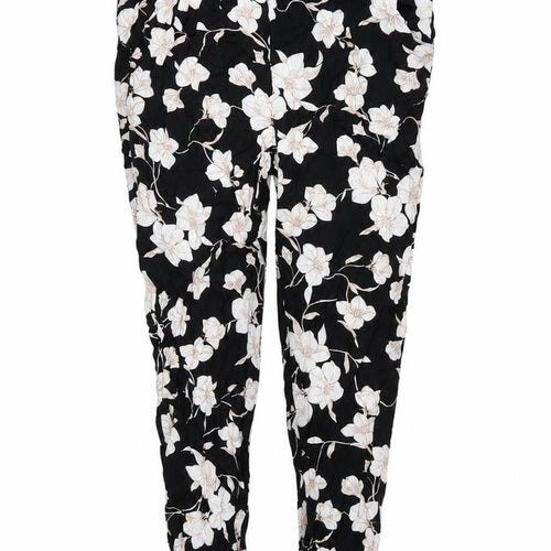 Select Womens Black Floral  Trousers  Size 6 L25 in