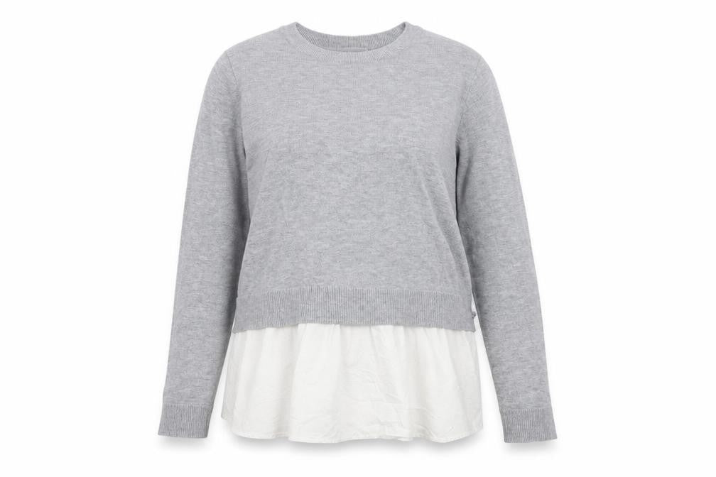 Front view of H&M women’s grey knit jumper, size M