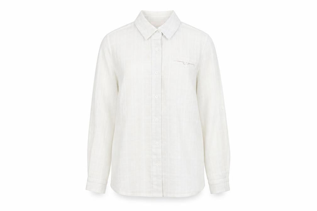 Front view of For Women women’s white basic button-up, size UK 12