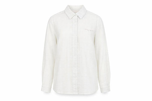 Front view of For Women women’s white basic button-up, size UK 12