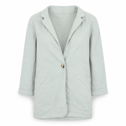 Front view of New Look women’s green jacket blazer, size UK 6