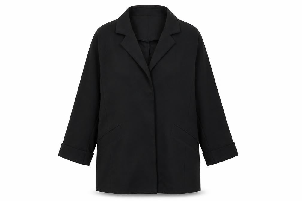 Front view of New Look women’s black jacket, size UK 12