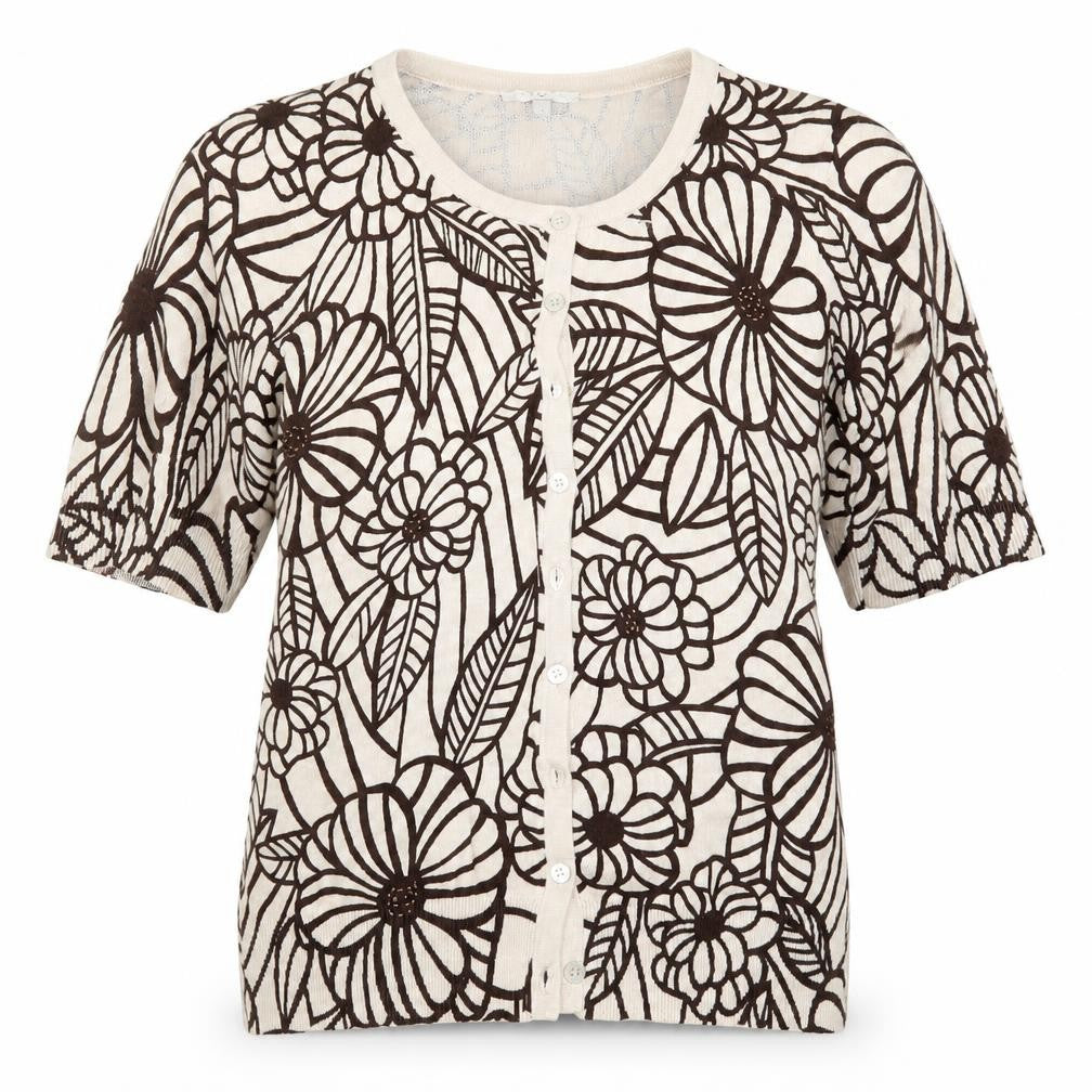CC Womens Brown Floral  Cardigan Jumper Size S