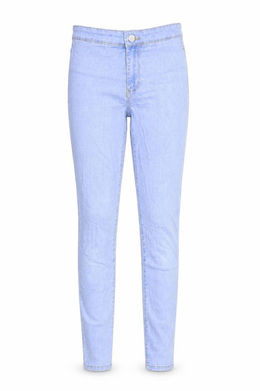 Front view of Denim & Co. women’s blue denim skinny jeans, size UK 4, 28-inch leg