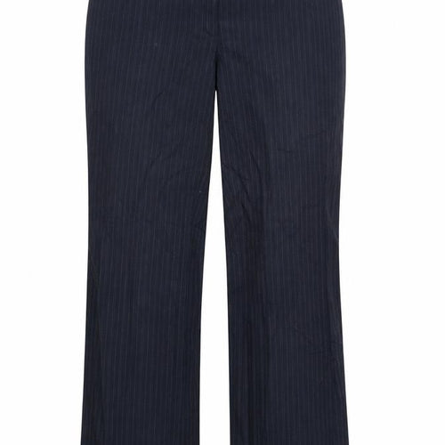 Marks and Spencer Womens Blue Striped  Trousers  Size 14 L31 in