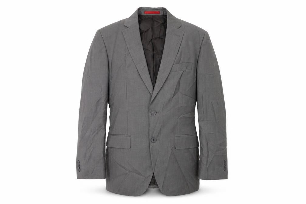 Front view of Burton men’s grey jacket suit jacket, size 36